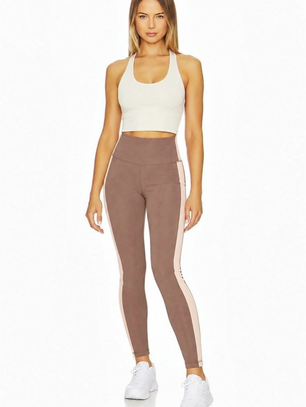 Wilo Color Block Leggings in Brown & White Size Medium Like New